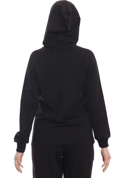 Kapüşonlu Uzun Kollu Bağcık Detaylı Sweatshirt