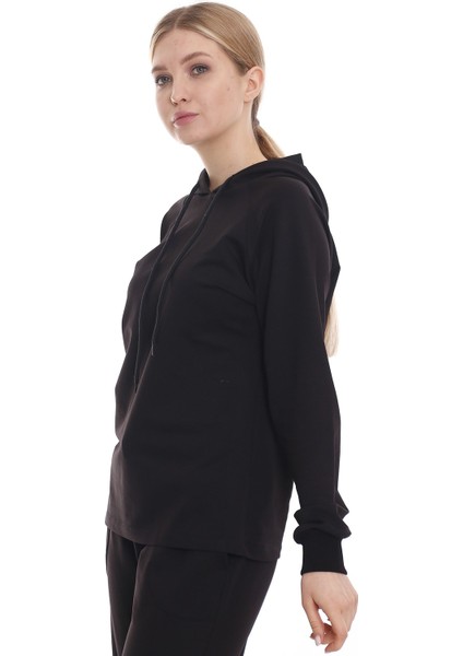 Kapüşonlu Uzun Kollu Bağcık Detaylı Sweatshirt
