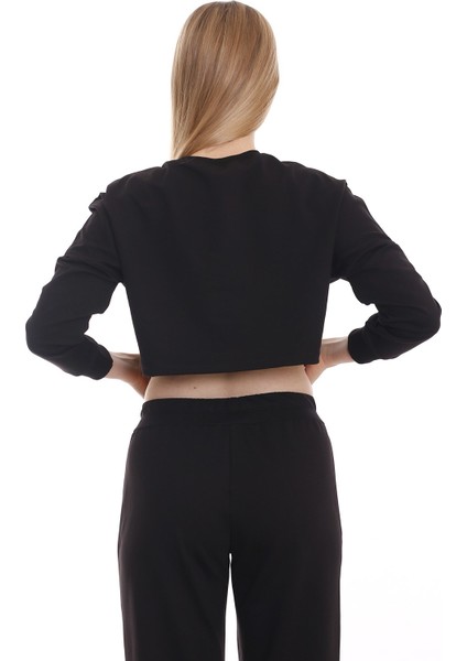 Uzun Kollu Crop Sweatshirt