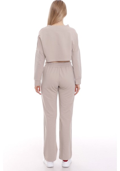 Belden Lastikli Uzun Kollu Crop Eşofman Takım modelleri