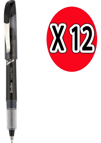 Lp-68 Roller Kalem Liquid Pen Konik Uç 12'li Siyah