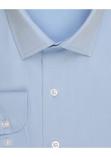 Slim Fit Armür Desenli Açık Mavi Erkek Gömlek fiyatları