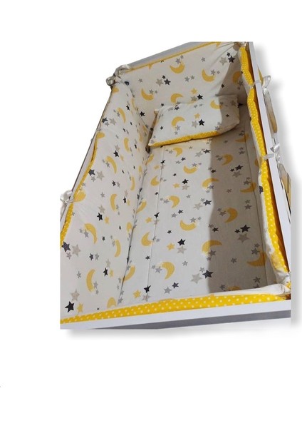 Bebek Çocuk 60 x 120 cm Uyku Seti Sarı Hilal/sarı Puantiyeli Desen 7 Parça