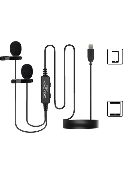 Lcm 2ld Lightning Girişli Çok Yönlü Kondenser Klipsli 2’li Yaka Mikrofonu