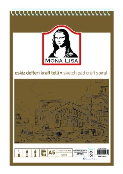 Eskiz Defteri Kraft A5 Telli 115 GR 50 YP MN22-5