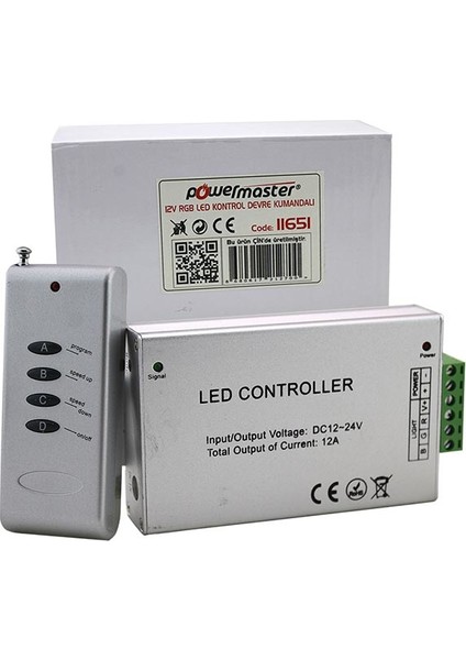 PM-11651 12V-24V 12 Amper LED Rgb Kontrol Devresi Kumandalı