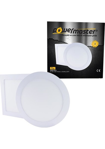 3 Watt Sıva Altı 6500K Beyaz Yuvarlak 70MM Slım Led-Eco Spot Panel
