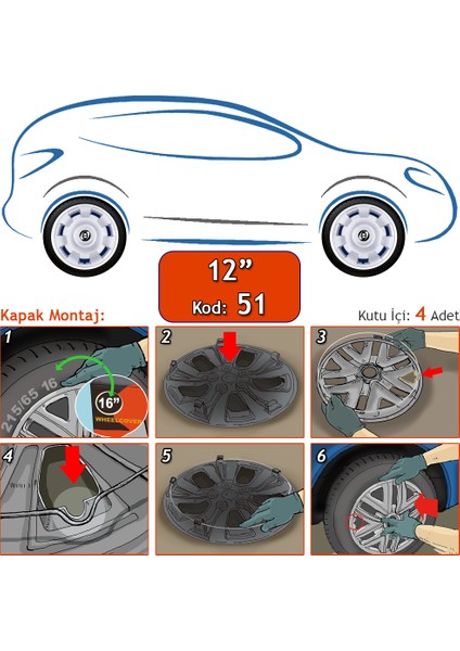 Opel Jant Kapağı 12 Inç Kırılmaz ve Esnek