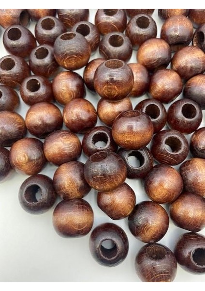 22MM Kahverengi Ahşap,tahta Boncuk (100GR,~32 Adet Boncuk)