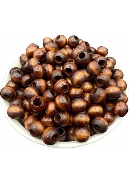 12MM Kahverengi Ahşap,tahta Boncuk (100GR,~200 Adet Boncuk)