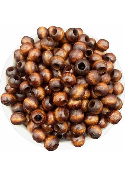 12MM Kahverengi Ahşap,tahta Boncuk (100GR,~200 Adet Boncuk)