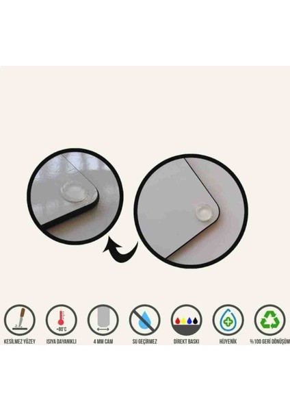 Cam Ocak Koruyucu ve Cam Kesme Tahtası Kırmızı Tuğla 50 cm. x 56 cm. Tek Parça