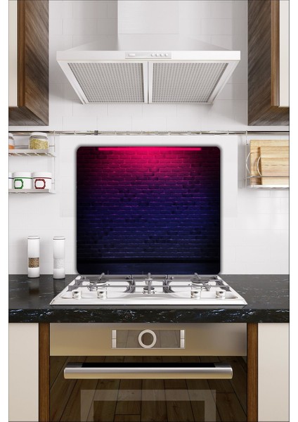 Cam Ocak Koruyucu ve Cam Kesme Tahtası Neon Tuğla 50 cm. x 56 cm. Tek Parça
