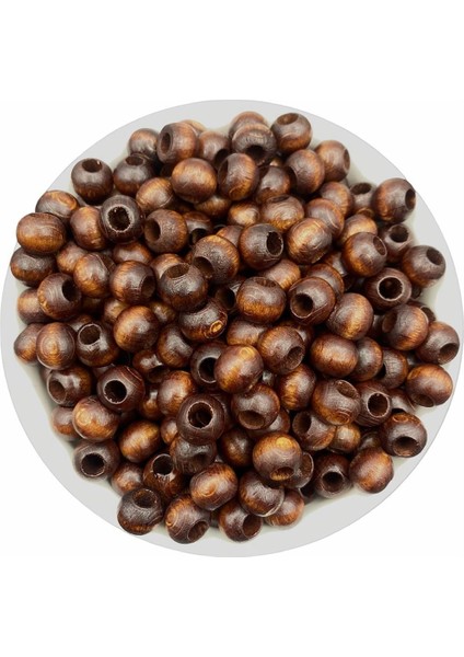 10MM Kahverengi Ahşap,tahta Boncuk (100GR,~310 Adet Boncuk)