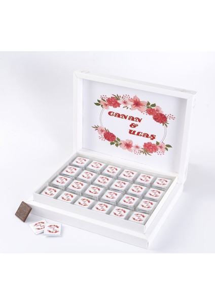 İsme Özel Sargılı Madlen Nişan Çikolatası 48'li