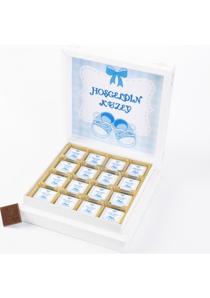 Erkek Bebek İsme Özel Sargılı Madlen Çikolata