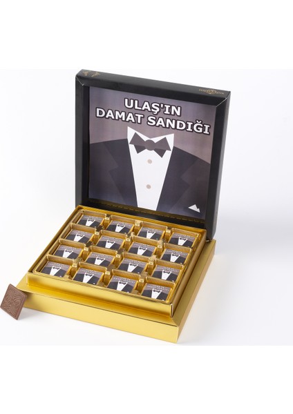 İsme Özel Sargılı Madlen Damat Bohçası Çikolatası 32'li