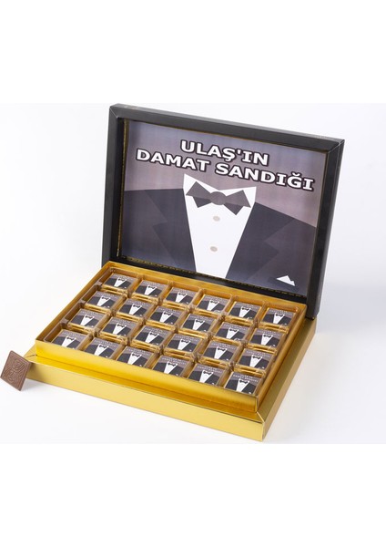 İsme Özel Sargılı Madlen Damat Bohçası Çikolatası 48'li