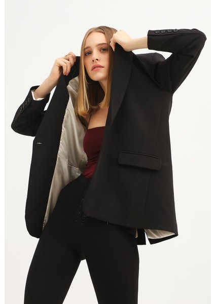 Tek Düğmeli Blazer Ceket Siyah