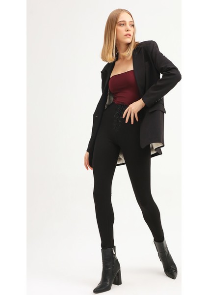 Tek Düğmeli Blazer Ceket Siyah