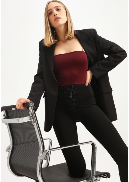 Tek Düğmeli Blazer Ceket Siyah