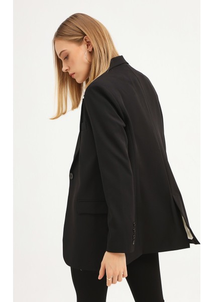 Tek Düğmeli Blazer Ceket Siyah