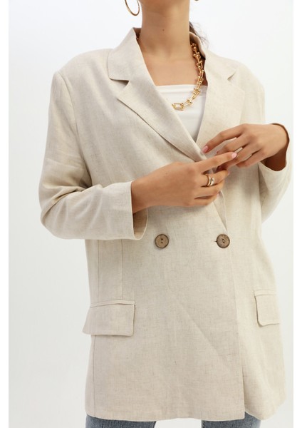 Keten Blazer Ceket Naturel fırsatları