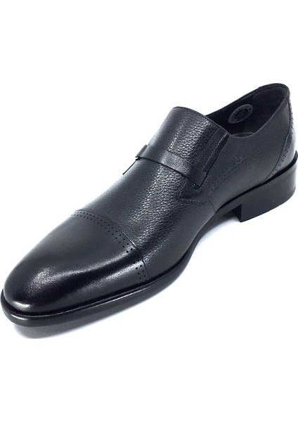 1123 Siyah Tokalı Lazer Kesim Delikli Bağcıksız Neolit Taban Klasik Günlük Erkek Ayakkabı modelleri