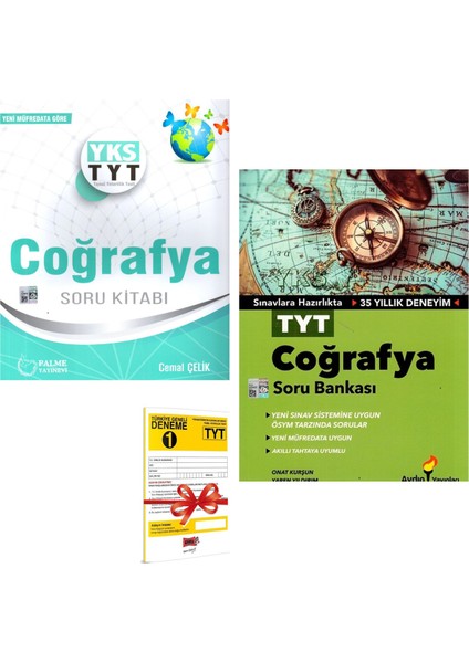 TYT Coğrafya Soru Kitabı ve Aydın Yayınları TYT Coğrafya Soru Bankası Seti - Deneme