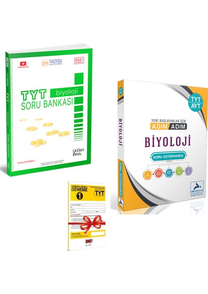 TYT Biyoloji Soru Bankası ve Prf TYT-AYT Adım Adım Biyoloji Çözümsüz Soru Seti + Deneme