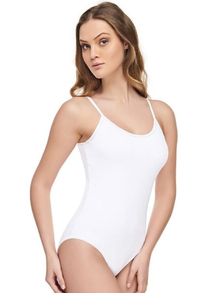 Beyaz 2 Li Paket Kadın Ip Askılı Modal Likralı Çıtçıtlı Body Zıbın 2004