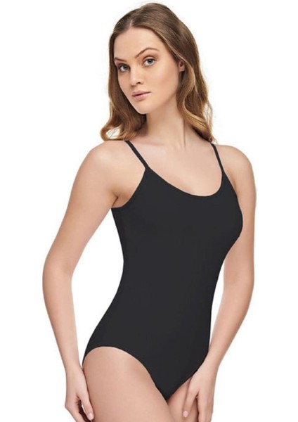 Siyah 3 Lü Paket Kadın Ip Askılı Modal Likralı Çıtçıtlı Body Zıbın 2004