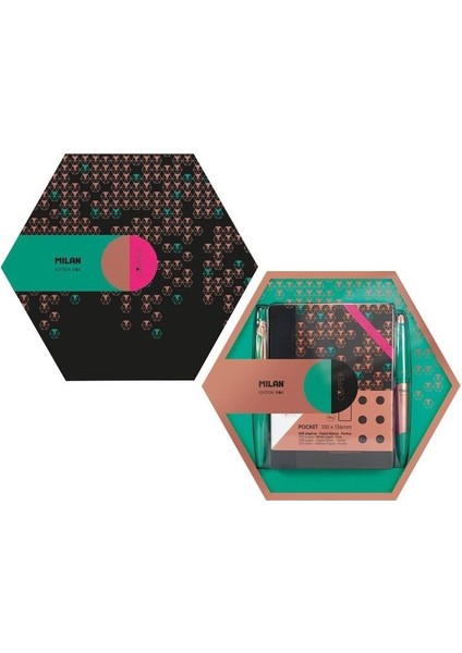 Copper Edition Box Altıgen Siyah Kutu Bakır Seti