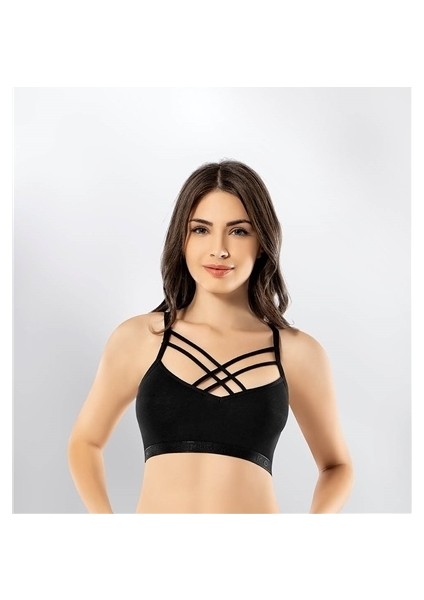 Kadın Siyah Kota Modelli Büstiyer