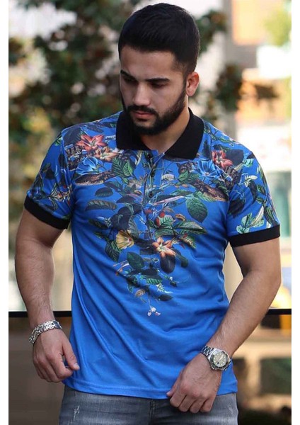 Saks Çiçek Detaylı Polo Tişört 2885
