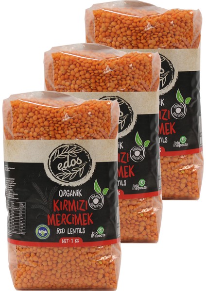 Organik Kırmızı Mercimek 1 kg x 3'lü