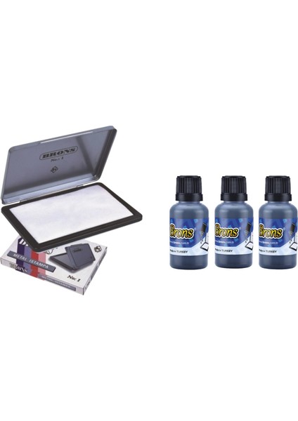 BR-143 Metal Istampa No:1 + Brons Istampa Mürekkebi Mavi 30 cc 3'lü