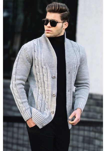 Gri Örgülü Hırka 9053 fiyatları