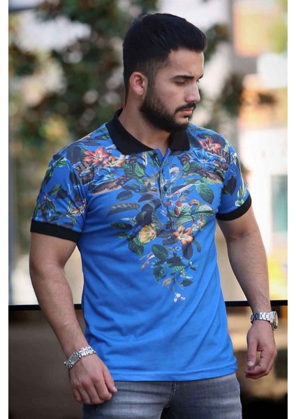 Saks Çiçek Detaylı Polo Tişört 2885