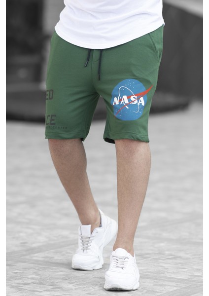 Nasa Baskılı Yeşil Erkek Şort 4248