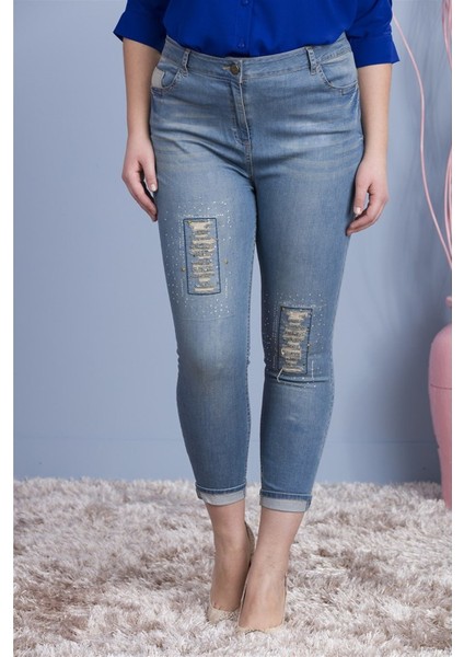Yama Detaylı Kot Pantolon