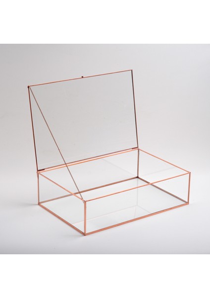 Bakır Rose Gold Geometrik Kapaklı Kutu 30X20X8CM
