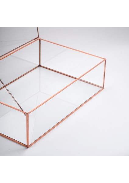 Bakır Rose Gold Geometrik Kapaklı Kutu 30X20X8CM modelleri