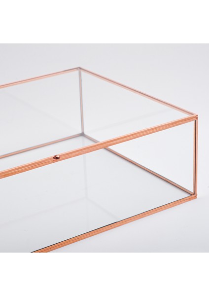 Bakır Rose Gold Geometrik Kapaklı Kutu 30X20X8CM fırsatları