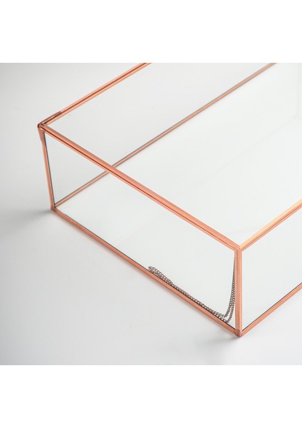 Bakır Rose Gold Geometrik Kapaklı Kutu 30X20X8CM indirimleri
