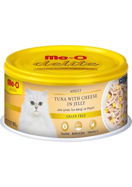 Me-O Delite Tahılsız Ton ve Peynirli Jelly Kedi Konservesi 80 gr