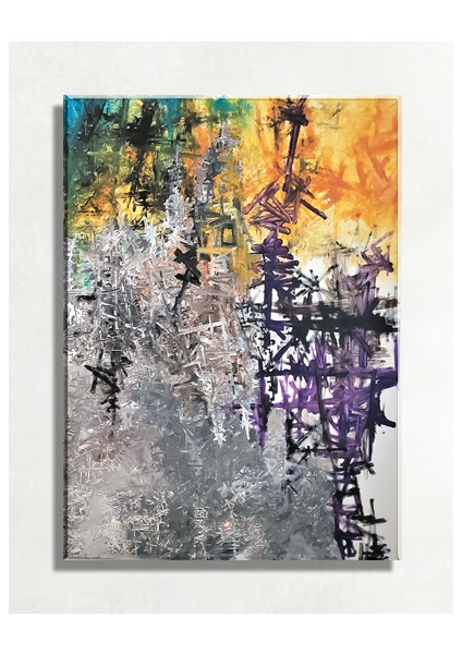 Şehrin Sesi Soyut Yağlı Boya Reprodüksiyon Kanvas Tablo TBL1581 (35X50 Cm)