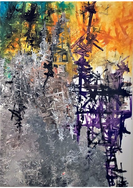 Şehrin Sesi Soyut Yağlı Boya Reprodüksiyon Kanvas Tablo TBL1581 (35X50 Cm) modelleri