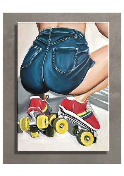 Patenli Kız Modern Sanat Yağlı Boya Reprodüksiyon Kanvas Tablo TBL1611 (35X50 Cm)