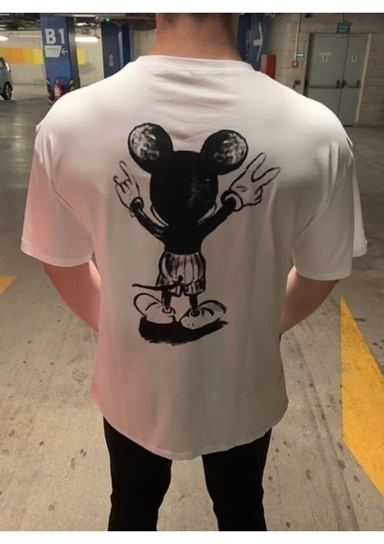 Mıckey Mouse Dijital Sırt Baskılı Yeni Sezon Bol Kesim Oversize Erkek Tşört